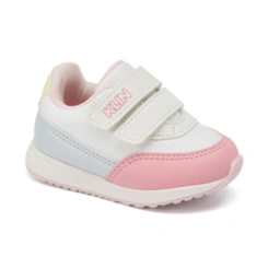 Tênis Infantil Walk Baby - Branco/Rosa/Azul