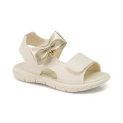 Sandália Papete Infantil Tic Tac Casual - Off White/Dourado