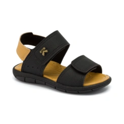 Sandália Papete Infantil Tic Tac Casual - Preto/Ocre