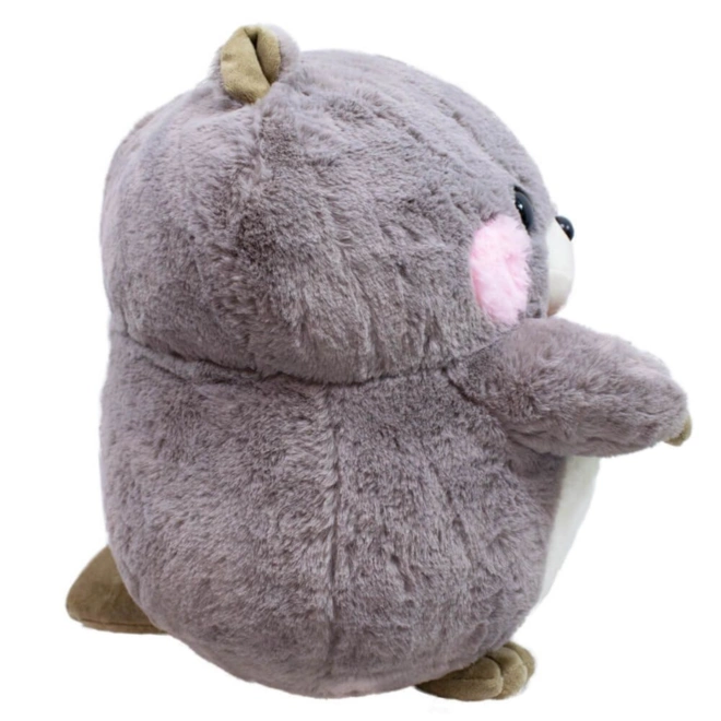 Esquilo de Pelúcia Segurando Melancia - Cinza - 21 cm