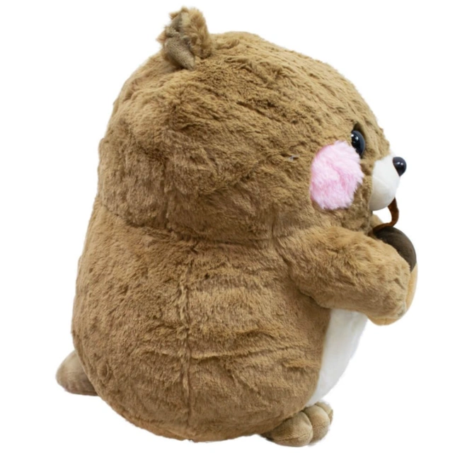 Esquilo de Pelúcia Segurando Noz - Marrom -  21 cm