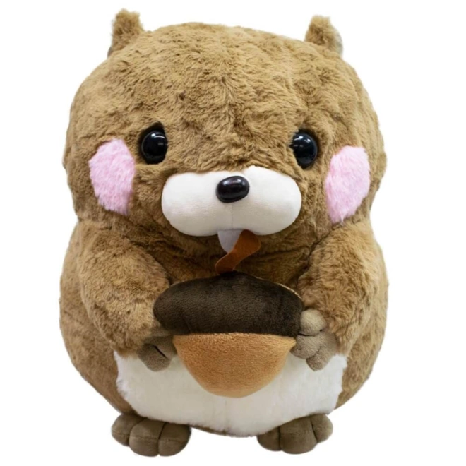 Esquilo de Pelúcia Segurando Noz - Marrom -  21 cm