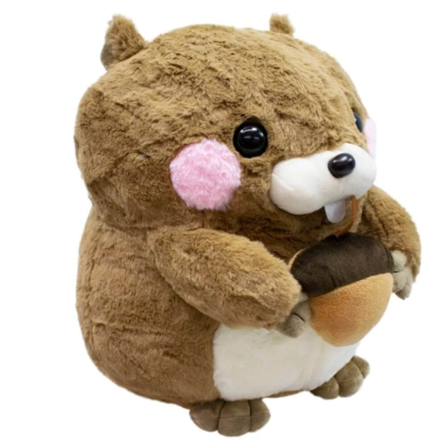 Esquilo de Pelúcia Segurando Noz - Marrom -  21 cm