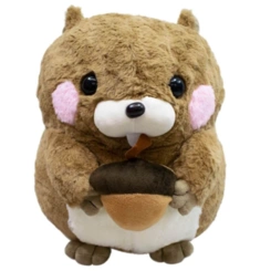 Esquilo de Pelúcia Segurando Noz - Marrom -  21 cm