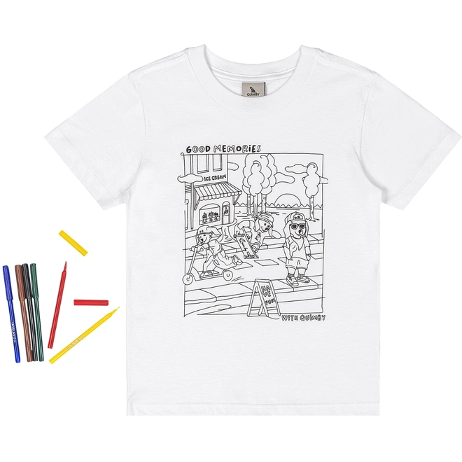 Camisa Meia Manga Personalizável para Meninos - Branco