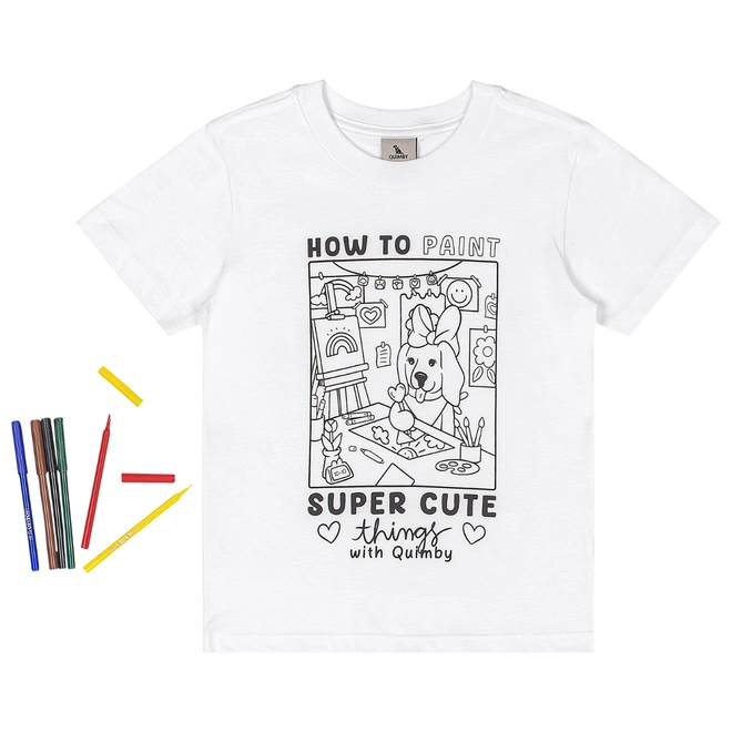 Camisa Meia Manga Personalizável para Meninas - Branco