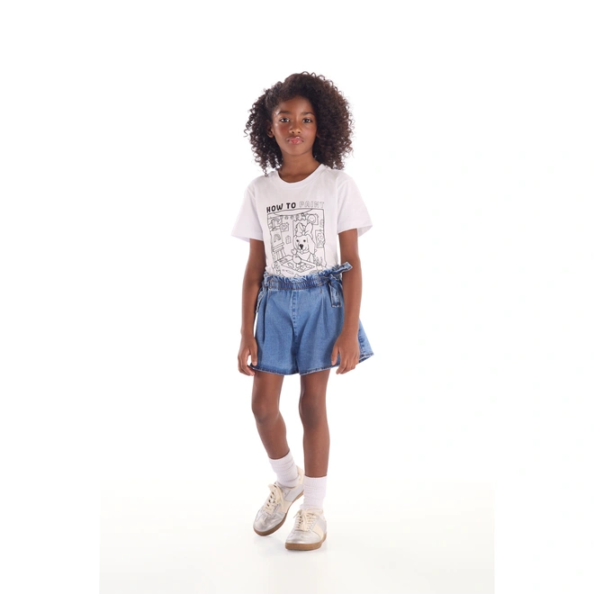 Camisa Meia Manga Personalizável para Meninas - Branco