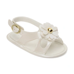 Sandália Batizado com Detalhe de Margarida - Branco