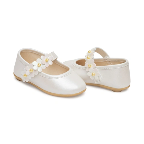 Sapatilha Batizado com Flores - Branco