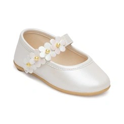 Sapatilha Batizado com Flores - Branco