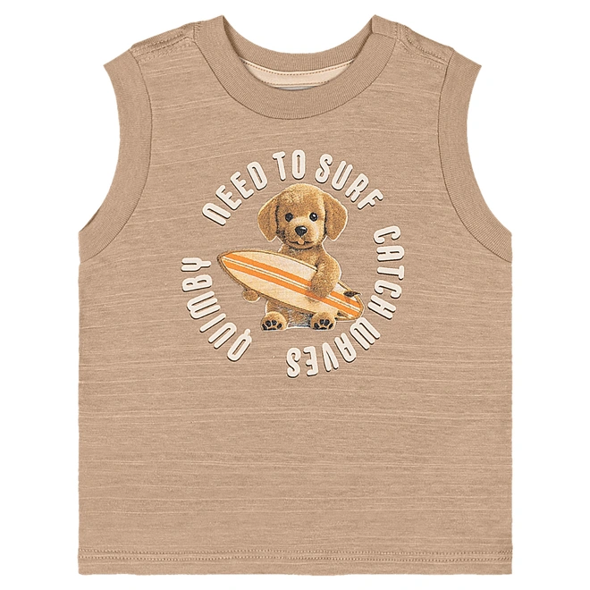 Conjunto Regata em Malha Flamê e Bermuda Microfibra - Caqui