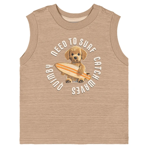 Conjunto Regata em Malha Flamê e Bermuda Microfibra - Caqui