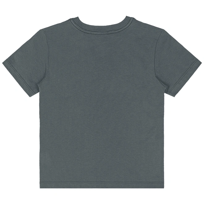 Conjunto Camiseta em Malha e Bermuda Gorgurão - Chumbo