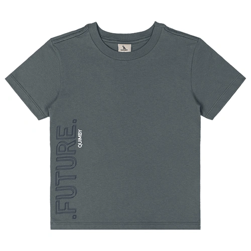 Conjunto Camiseta em Malha e Bermuda Gorgurão - Chumbo