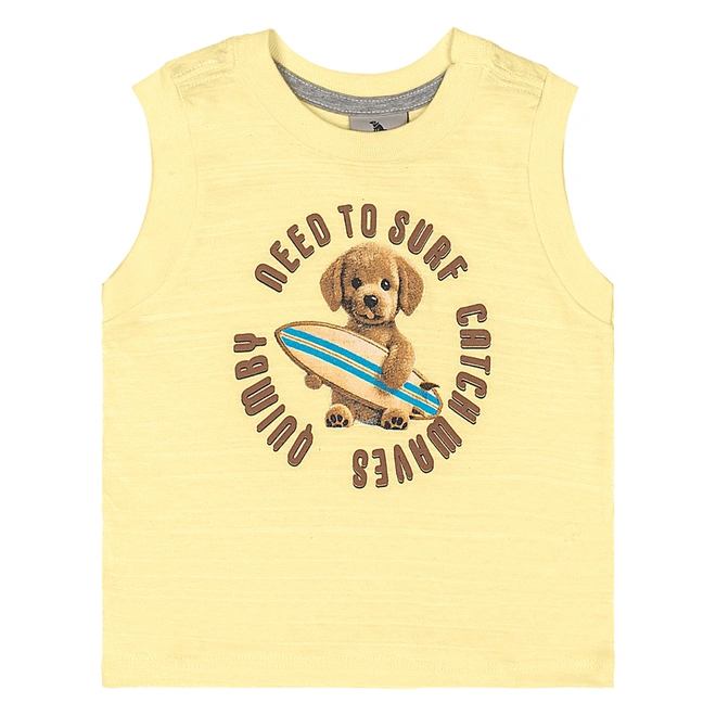 Conjunto Regata em Malha Flamê e Bermuda Microfibra - Baunilha