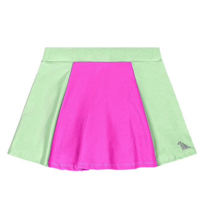 Conjunto Blusa e Saia-Short em Malha Micro Canelada - Rosa Fiji