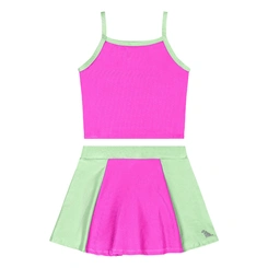 Conjunto Blusa e Saia-Short em Malha Micro Canelada - Rosa Fiji