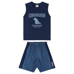 Conjunto Regata Malha Dry Fit e Bermuda Microfibra - Azul