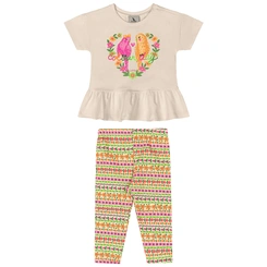 Conjunto Blusa e Calça em Cotton - Bege