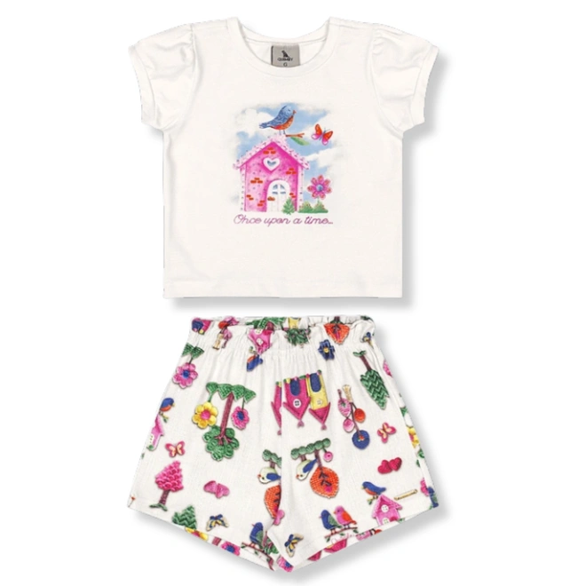 Conjunto Blusa e Short em Cotton - Natural