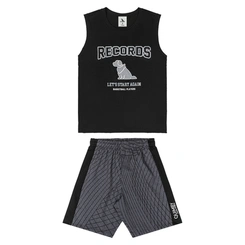 Conjunto Regata Malha Dry Fit e Bermuda Microfibra - Preto