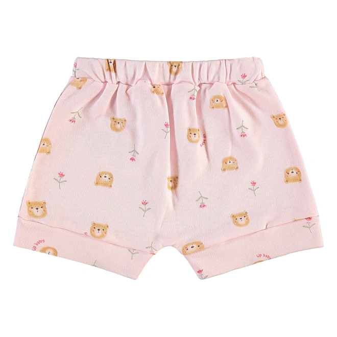 Conjunto Body em Meia Manga e Short em Suedine Estampa Ursinho - Rosa