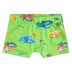 Sunga Boxer em Malha com Proteção Solar UV Estampa Peixinhos - Verde