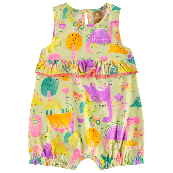 Macaquinho sem Manga com Estampa Dinossouro Abstrato - Verde