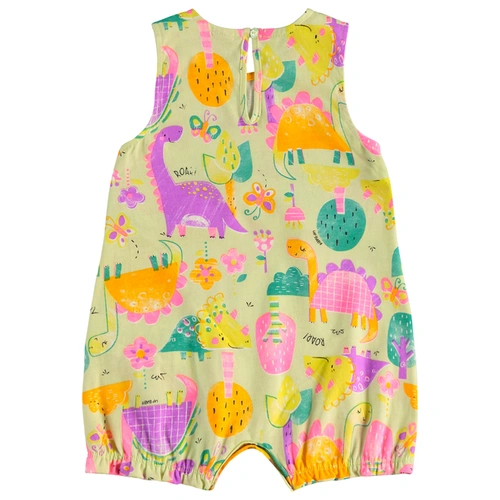 Macaquinho sem Manga com Estampa Dinossouro Abstrato - Verde