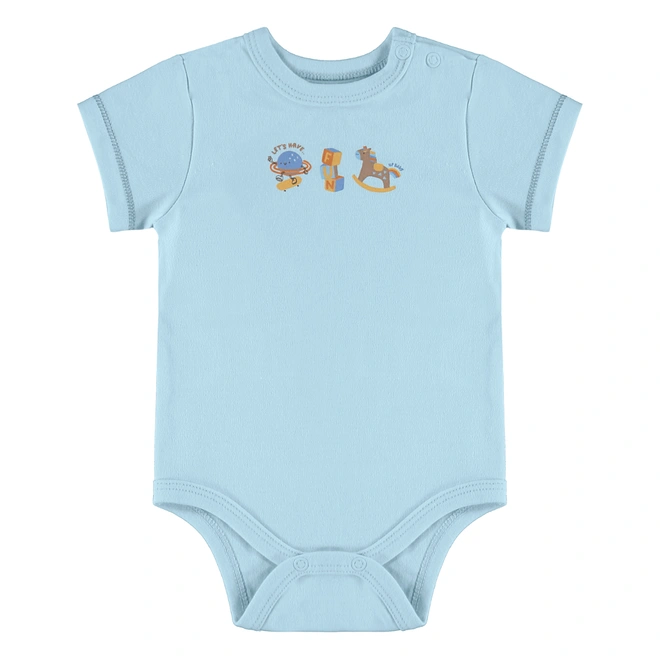 Conjunto Body Meia Manga e Short em Suedine - Azul Delicado