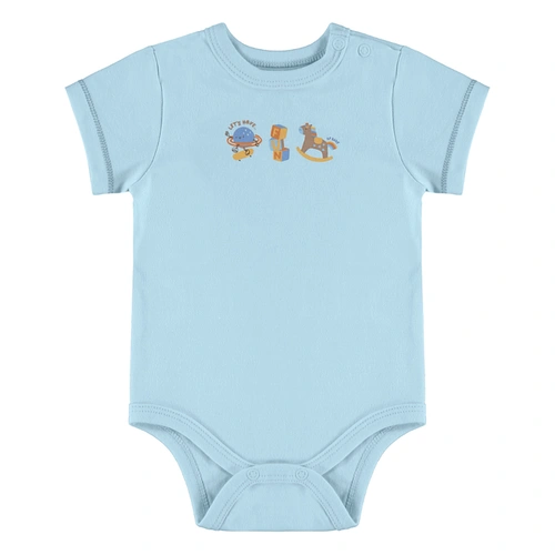 Conjunto Body Meia Manga e Short em Suedine - Azul Delicado