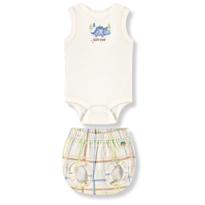 Conjunto Dino Body Meia Manga e Short em Suedine - Natural