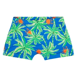 Sunga Boxer em Malha com Proteção Solar UV Estampa Coqueiros - Azul