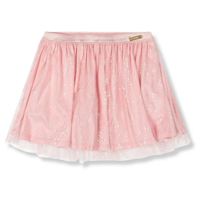 Conjunto Blusa em Cotton e Saia-Short em Malha e Tule - Natural