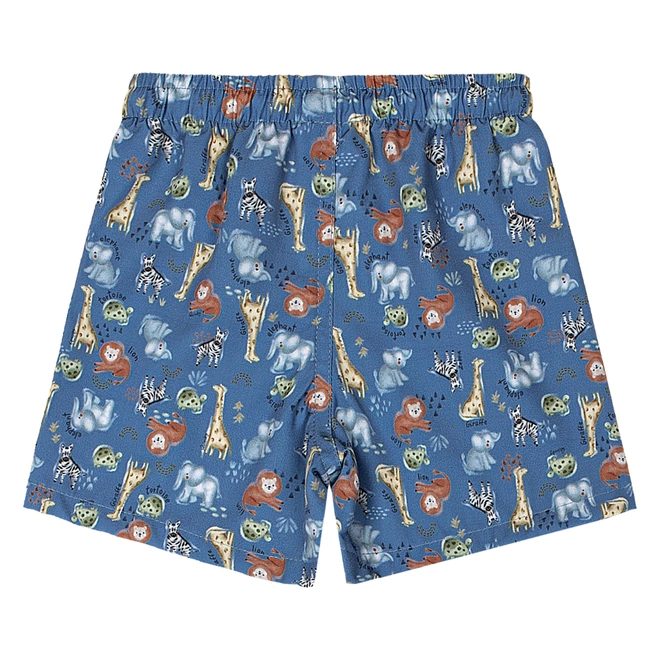 Conjunto Camisa Meia Manga em Malha e Bermuda em Microfibra Estampa de Bichos - Verde