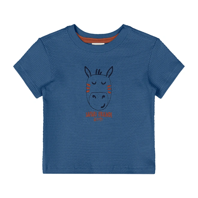 Conjunto Camisa Meia Manga Malha Colmeia e Bermuda em Moletom sem Felpa - Azul