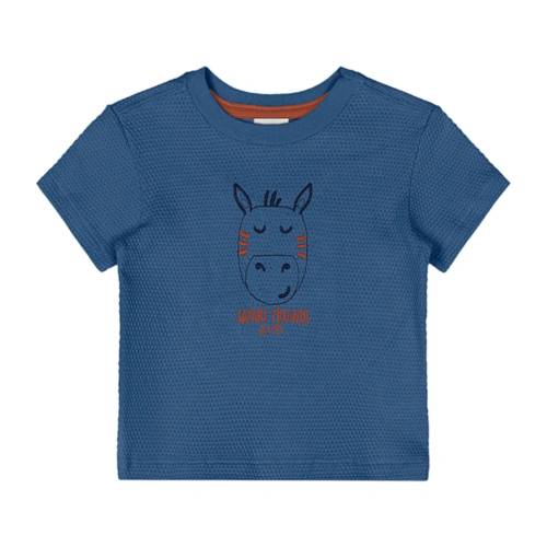 Conjunto Camisa Meia Manga Malha Colmeia e Bermuda em Moletom sem Felpa - Azul