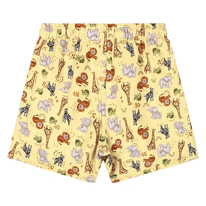 Conjunto Camisa Meia Manga em Malha e Bermuda em Microfibra Estampa de Bichos - Caqui