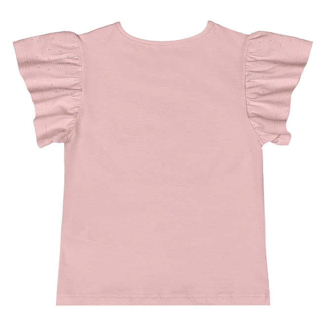 Blusa Básica em Cotton Manga Princesa com Brilhos - Rosa