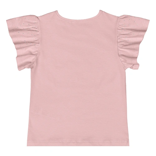 Blusa Básica em Cotton Manga Princesa com Brilhos - Rosa