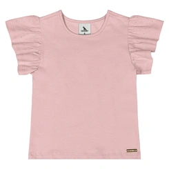 Blusa Básica em Cotton Manga Princesa com Brilhos - Rosa