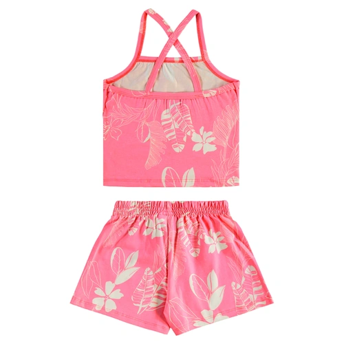 Conjunto Blusa e Short em Cotton Floral - Rosa