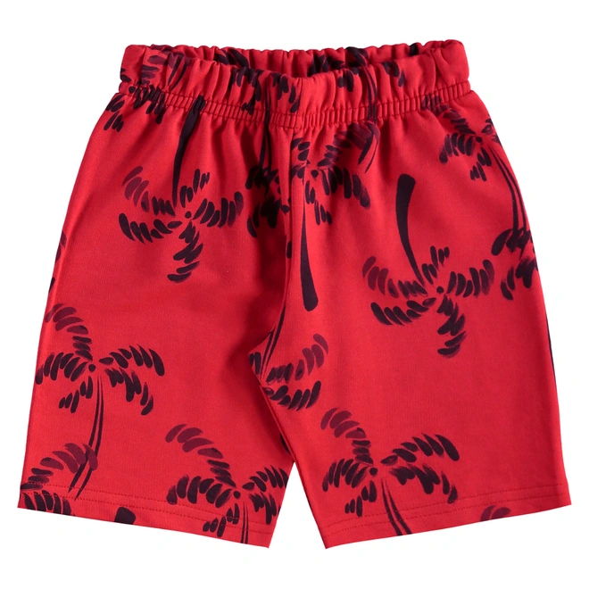 Conjunto Camiseta Regata em Malha e Bermuda em Moletom Estampa Coqueiro - Azul Escuro