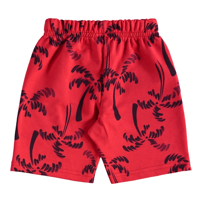 Conjunto Camiseta Regata em Malha e Bermuda em Moletom Estampa Coqueiro - Azul Escuro