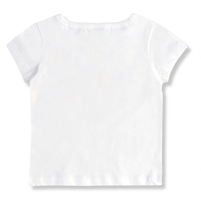 Conjunto Blusa Meia Manga e Short-Saia em Meia Malha Estampa Flores - Branco