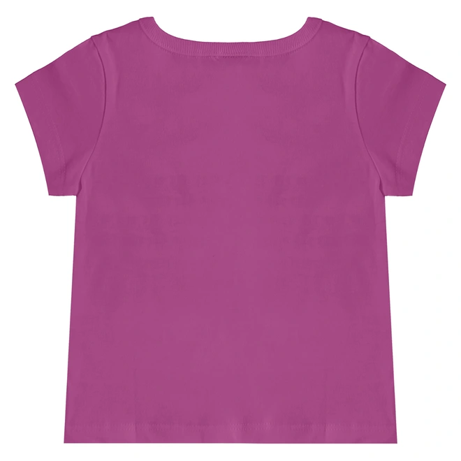 Conjunto Blusa Meia Manga em Malha e Short em Cotton Estampa Cherry - Lilás Neon