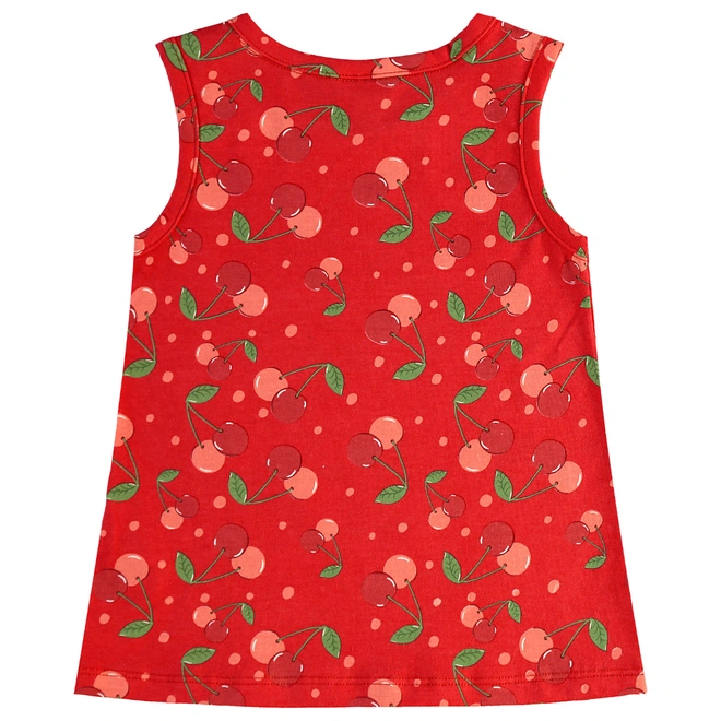 Conjunto Camiseta Regata em Malha e Bermuda Ciclista em Cotton Cherry - Vermelho/Preto