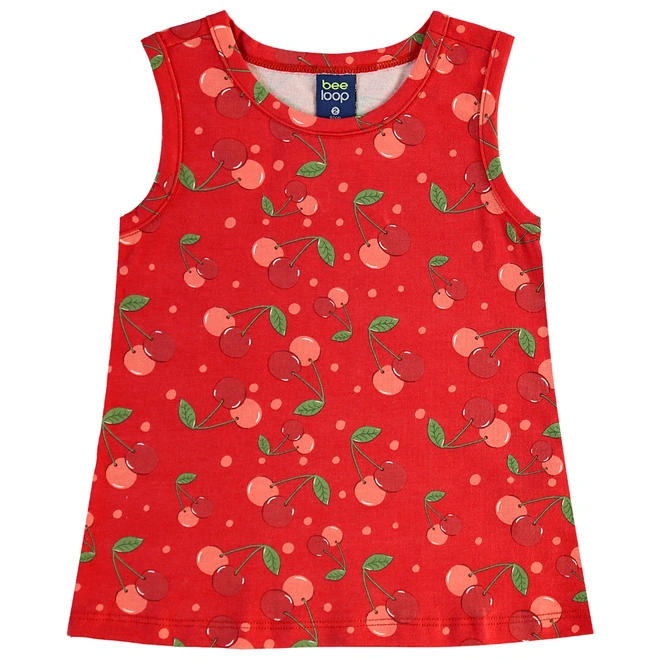 Conjunto Camiseta Regata em Malha e Bermuda Ciclista em Cotton Cherry - Vermelho/Preto