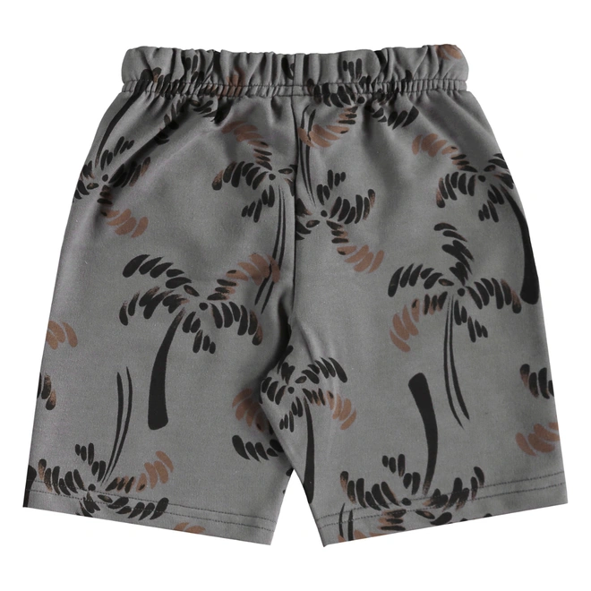 Conjunto Camiseta Regata em Malha e Bermuda em Moletom Estampa Coqueiro - Tangerina