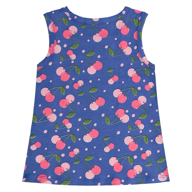 Conjunto Camiseta Regata em Malha e Bermuda Ciclista em Cotton Cherry - Azul/Rosa